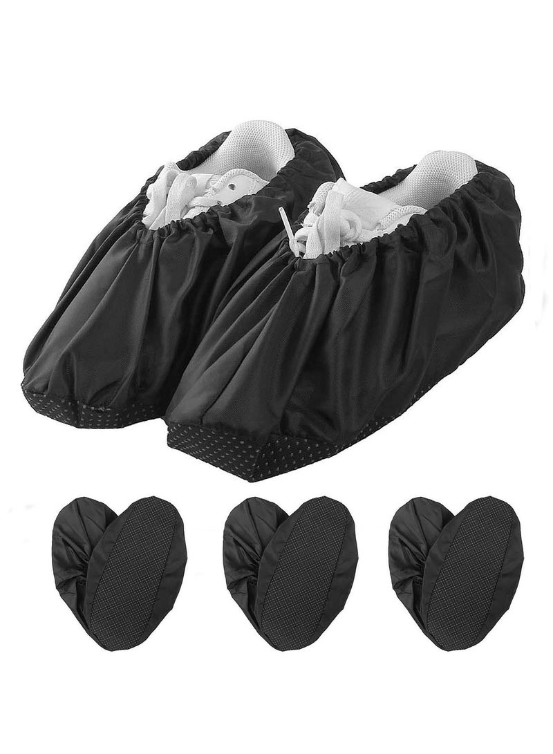3 Pairs Reusable Waterproof Shoe Covers, Non-Slip One Size Fit Shoe Protectors, Dust & Rain Resistant, Easy to Clean – Black - Image 1